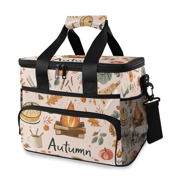 FORMRS Insulated Cooler Bag 24 Cans Capacity Soft Leakproof Lunch Box with Side Pockets, Campfire Pattern