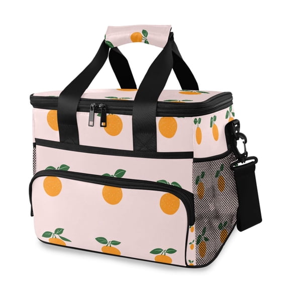 FORMRS Insulated Cooler Bag 24 Cans Capacity Soft Leakproof Lunch Box with Side Pockets, Cartoon Citrus