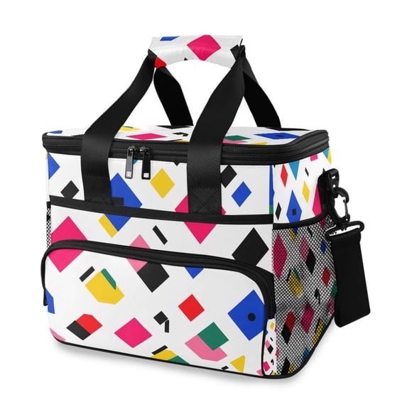 FORMRS Insulated Cooler Bag 24 Cans Capacity Soft Leakproof Lunch Box with Side Pockets, Cartoon Graphic