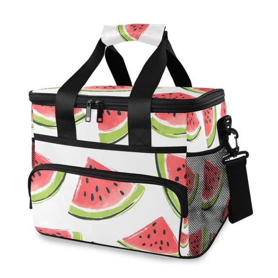 FORMRS Insulated Cooler Bag 24 Cans Capacity Soft Leakproof Lunch Box with Side Pockets, Cartoon Watermelon