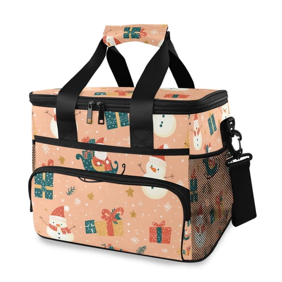 FORMRS Insulated Cooler Bag 24 Cans Capacity Soft Leakproof Lunch Box with Side Pockets, Christmas Santa