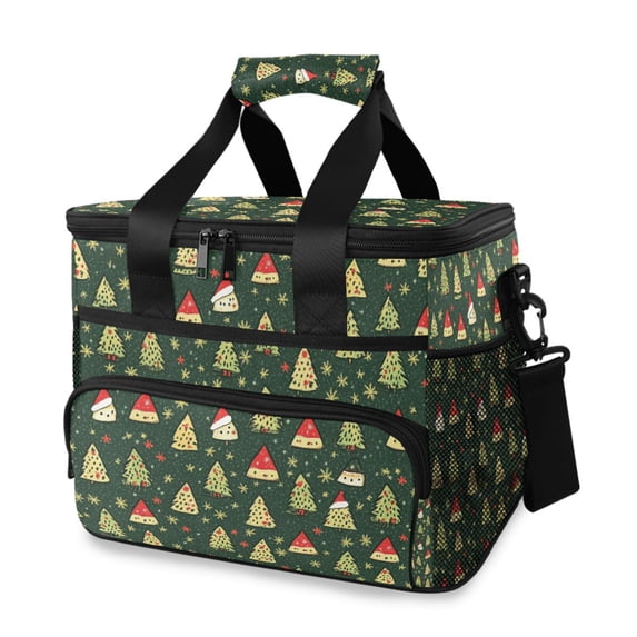 FORMRS Insulated Cooler Bag 24 Cans Capacity Soft Leakproof Lunch Box with Side Pockets, Christmas Tree