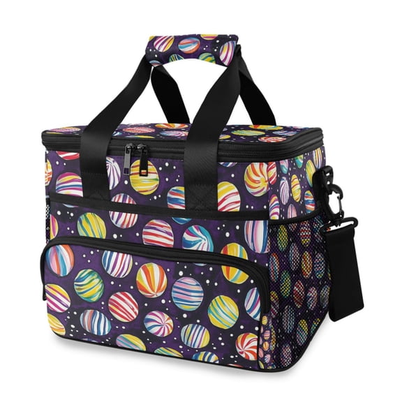 FORMRS Insulated Cooler Bag 24 Cans Capacity Soft Leakproof Lunch Box with Side Pockets, Colorful Candies