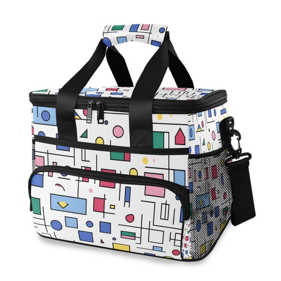 FORMRS Insulated Cooler Bag 24 Cans Capacity Soft Leakproof Lunch Box with Side Pockets, Colorful Cartoon Graphic