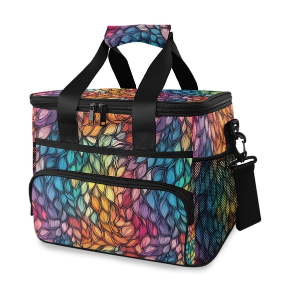 FORMRS Insulated Cooler Bag 24 Cans Capacity Soft Leakproof Lunch Box with Side Pockets, Colorful Dragon Scales Pattern