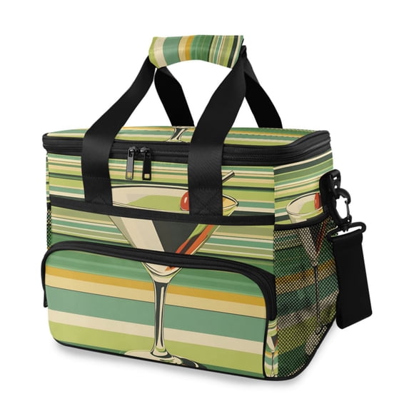 FORMRS Insulated Cooler Bag 24 Cans Capacity Soft Leakproof Lunch Box with Side Pockets, Colorful Martini
