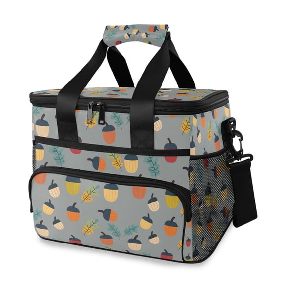 FORMRS Insulated Cooler Bag 24 Cans Capacity Soft Leakproof Lunch Box with Side Pockets, Cute Acorns Pattern