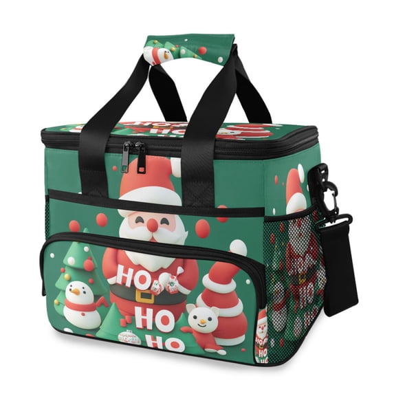 FORMRS Insulated Cooler Bag 24 Cans Capacity Soft Leakproof Lunch Box with Side Pockets, Cute Christmas Pattern