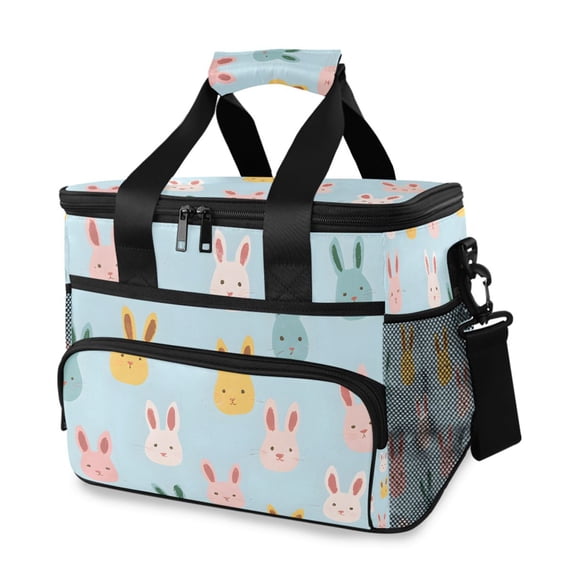 FORMRS Insulated Cooler Bag 24 Cans Capacity Soft Leakproof Lunch Box with Side Pockets, Cute Rabbits