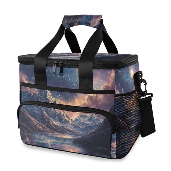 FORMRS Insulated Cooler Bag 24 Cans Capacity Soft Leakproof Lunch Box with Side Pockets, Ethereal Mountain