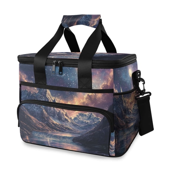 FORMRS Insulated Cooler Bag 24 Cans Capacity Soft Leakproof Lunch Box with Side Pockets, Ethereal Mountain