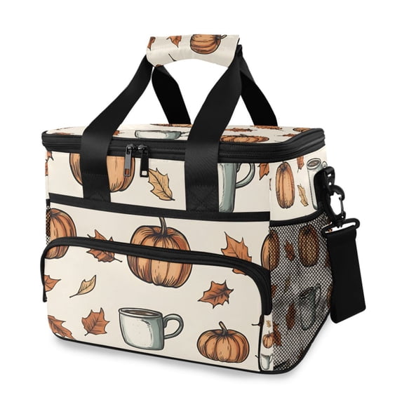 FORMRS Insulated Cooler Bag 24 Cans Capacity Soft Leakproof Lunch Box with Side Pockets, Fall Leaves