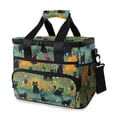 thumbnail image 1 of FORMRS Insulated Cooler Bag 24 Cans Capacity Soft Leakproof Lunch Box with Side Pockets, Floral Black Cats Pattern, 1 of 7