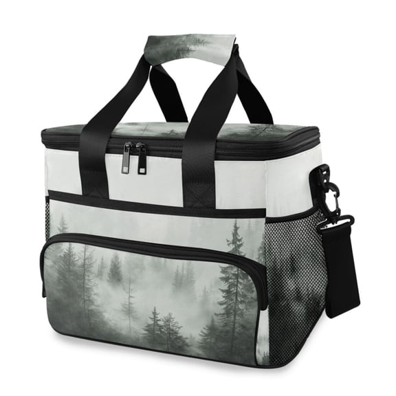 FORMRS Insulated Cooler Bag 24 Cans Capacity Soft Leakproof Lunch Box with Side Pockets, Foggy Forest