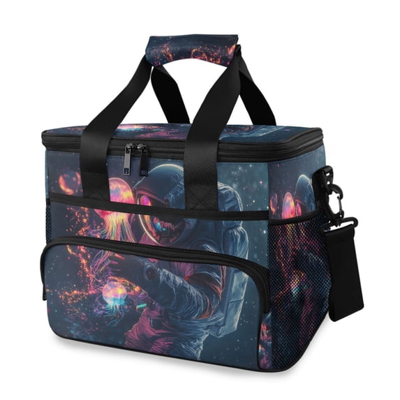 FORMRS Insulated Cooler Bag 24 Cans Capacity Soft Leakproof Lunch Box with Side Pockets, Glowing Jellyfish