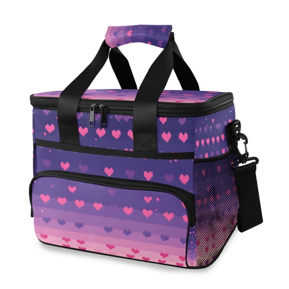 FORMRS Insulated Cooler Bag 24 Cans Capacity Soft Leakproof Lunch Box with Side Pockets, Gradient Love