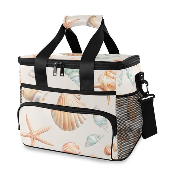 FORMRS Insulated Cooler Bag 24 Cans Capacity Soft Leakproof Lunch Box with Side Pockets, Gray Seashell