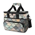 thumbnail image 1 of FORMRS Insulated Cooler Bag 24 Cans Capacity Soft Leakproof Lunch Box with Side Pockets, Green Art Pattern, 1 of 7