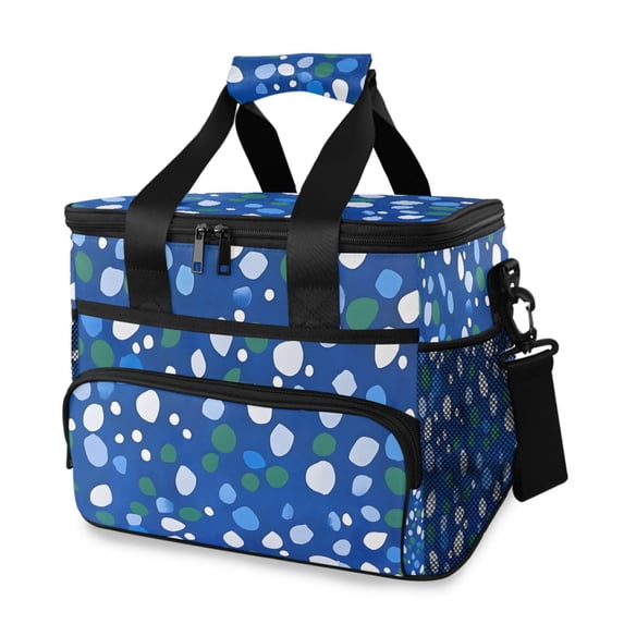 FORMRS Insulated Cooler Bag 24 Cans Capacity Soft Leakproof Lunch Box with Side Pockets, Green Dots