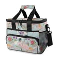 thumbnail image 1 of FORMRS Insulated Cooler Bag 24 Cans Capacity Soft Leakproof Lunch Box with Side Pockets, Green Floral Cranes Pattern, 1 of 7