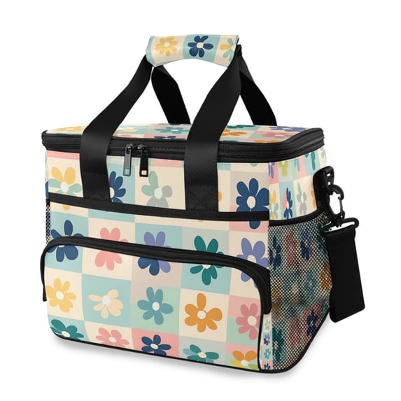 FORMRS Insulated Cooler Bag 24 Cans Capacity Soft Leakproof Lunch Box with Side Pockets, Green Floral