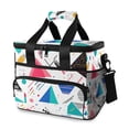 thumbnail image 1 of FORMRS Insulated Cooler Bag 24 Cans Capacity Soft Leakproof Lunch Box with Side Pockets, Green Retro Triangles, 1 of 7