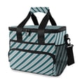 thumbnail image 1 of FORMRS Insulated Cooler Bag 24 Cans Capacity Soft Leakproof Lunch Box with Side Pockets, Green Stripes Pattern, 1 of 7