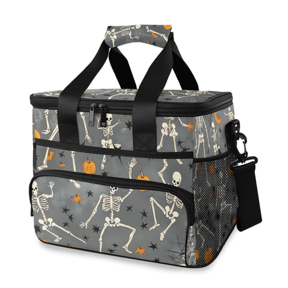 FORMRS Insulated Cooler Bag 24 Cans Capacity Soft Leakproof Lunch Box with Side Pockets, Halloween Dancing Skeleton