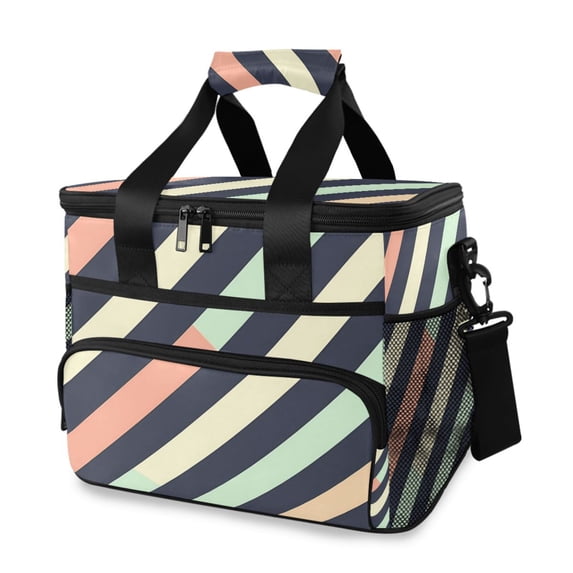 FORMRS Insulated Cooler Bag 24 Cans Capacity Soft Leakproof Lunch Box with Side Pockets, Isometric Green