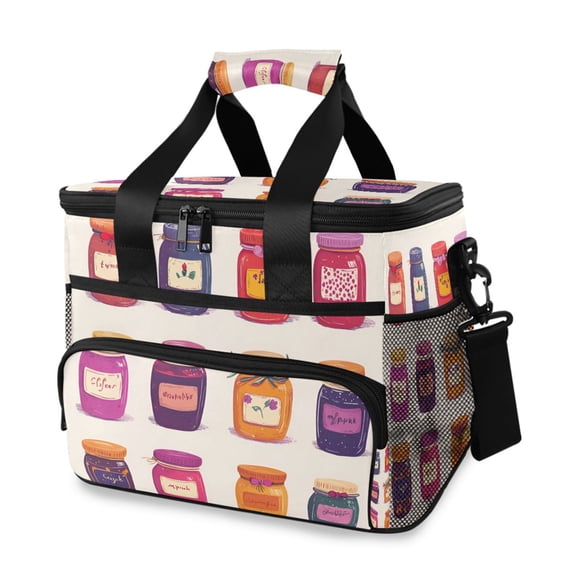 FORMRS Insulated Cooler Bag 24 Cans Capacity Soft Leakproof Lunch Box with Side Pockets, Jam Jars
