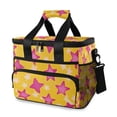 thumbnail image 1 of FORMRS Insulated Cooler Bag 24 Cans Capacity Soft Leakproof Lunch Box with Side Pockets, Large Pink Stars, 1 of 7