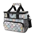 thumbnail image 1 of FORMRS Insulated Cooler Bag 24 Cans Capacity Soft Leakproof Lunch Box with Side Pockets, Light Blue Shimmering Pattern, 1 of 7