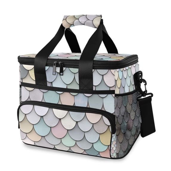 FORMRS Insulated Cooler Bag 24 Cans Capacity Soft Leakproof Lunch Box with Side Pockets, Light Blue Shimmering Pattern