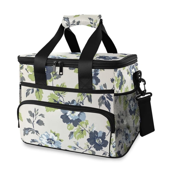 FORMRS Insulated Cooler Bag 24 Cans Capacity Soft Leakproof Lunch Box with Side Pockets, Light Floral Pattern