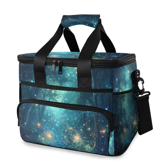 FORMRS Insulated Cooler Bag 24 Cans Capacity Soft Leakproof Lunch Box with Side Pockets, Magical Forest Glowing Lights