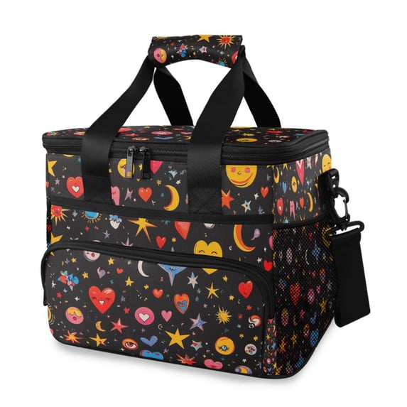 FORMRS Insulated Cooler Bag 24 Cans Capacity Soft Leakproof Lunch Box with Side Pockets, Moon Pattern