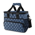 thumbnail image 1 of FORMRS Insulated Cooler Bag 24 Cans Capacity Soft Leakproof Lunch Box with Side Pockets, Navy Blue Anchors Pattern, 1 of 7