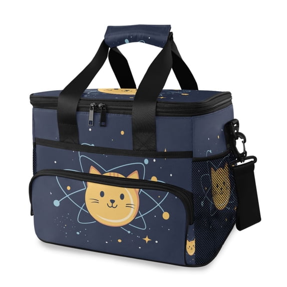 FORMRS Insulated Cooler Bag 24 Cans Capacity Soft Leakproof Lunch Box with Side Pockets, Orange Cat Planet