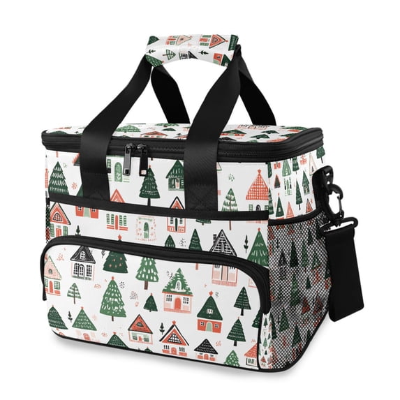 FORMRS Insulated Cooler Bag 24 Cans Capacity Soft Leakproof Lunch Box with Side Pockets, Orange Christmas House