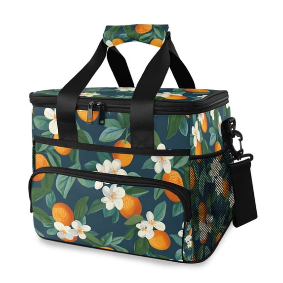 FORMRS Insulated Cooler Bag 24 Cans Capacity Soft Leakproof Lunch Box with Side Pockets, Orange Fruit