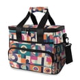 thumbnail image 1 of FORMRS Insulated Cooler Bag 24 Cans Capacity Soft Leakproof Lunch Box with Side Pockets, Orange Geometric, 1 of 7