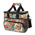 thumbnail image 1 of FORMRS Insulated Cooler Bag 24 Cans Capacity Soft Leakproof Lunch Box with Side Pockets, Orange Japanese Flowers Pattern, 1 of 7
