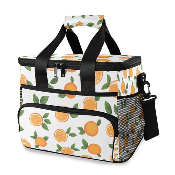 FORMRS Insulated Cooler Bag 24 Cans Capacity Soft Leakproof Lunch Box with Side Pockets, Orange