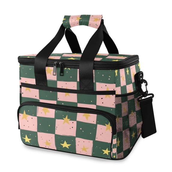 FORMRS Insulated Cooler Bag 24 Cans Capacity Soft Leakproof Lunch Box with Side Pockets, Pink Abstract