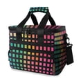 thumbnail image 1 of FORMRS Insulated Cooler Bag 24 Cans Capacity Soft Leakproof Lunch Box with Side Pockets, Pink Block Pattern, 1 of 7