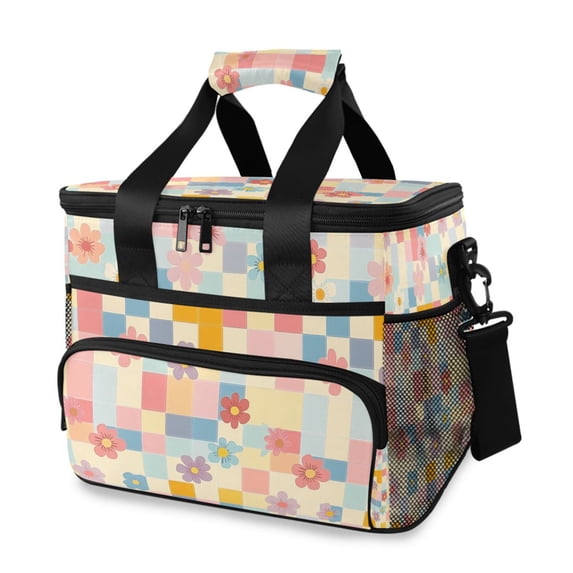 FORMRS Insulated Cooler Bag 24 Cans Capacity Soft Leakproof Lunch Box with Side Pockets, Pink Floral