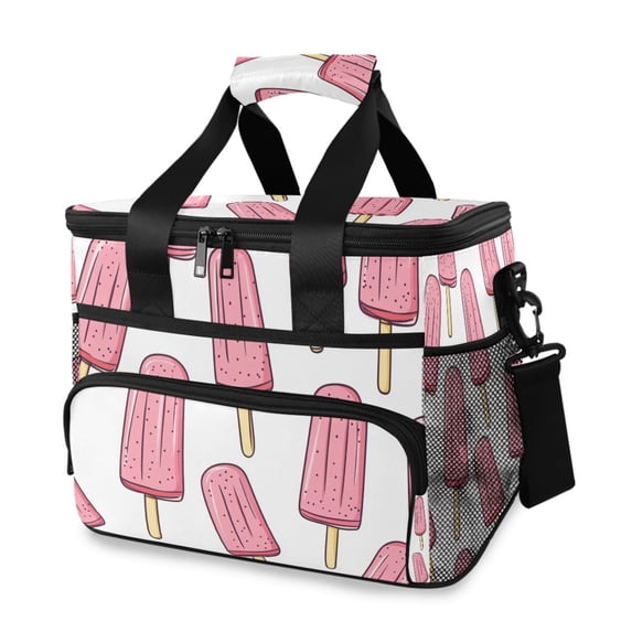 FORMRS Insulated Cooler Bag 24 Cans Capacity Soft Leakproof Lunch Box with Side Pockets, Pink Ice Cream