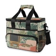 thumbnail image 1 of FORMRS Insulated Cooler Bag 24 Cans Capacity Soft Leakproof Lunch Box with Side Pockets, Pink and Green Cat, 1 of 7
