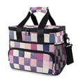 thumbnail image 1 of FORMRS Insulated Cooler Bag 24 Cans Capacity Soft Leakproof Lunch Box with Side Pockets, Pink and Purple Plaid Pattern, 1 of 7