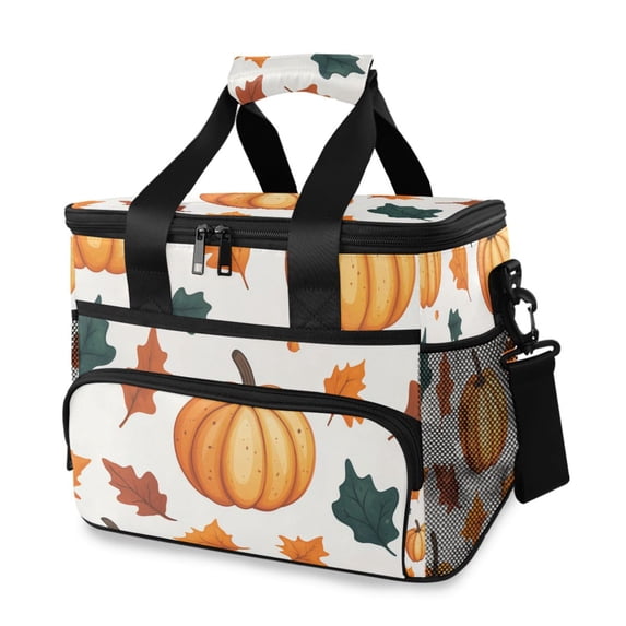 FORMRS Insulated Cooler Bag 24 Cans Capacity Soft Leakproof Lunch Box with Side Pockets, Pumpkins Pattern